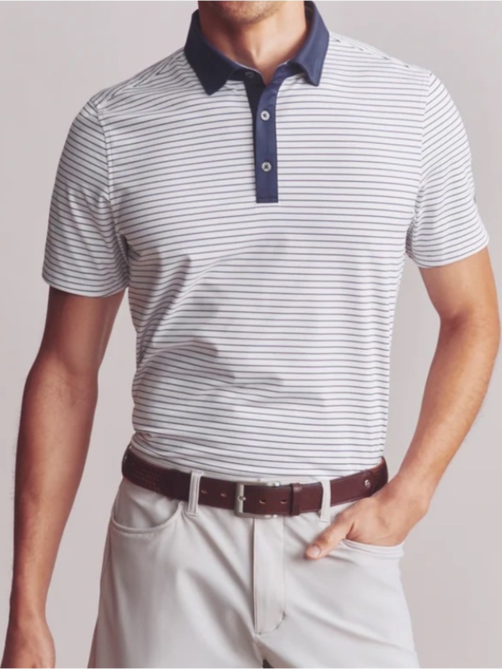 Rhone Golf Sport Polo White Navy XL